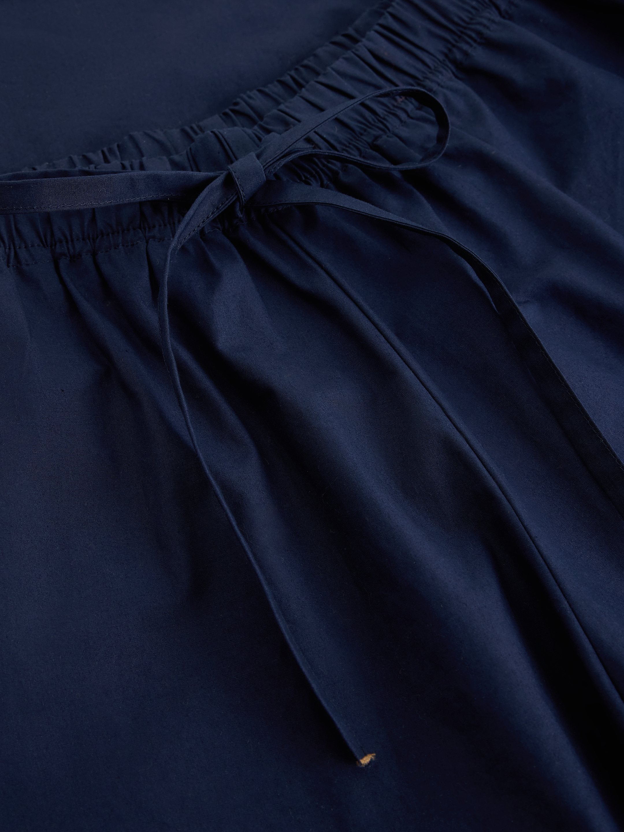 Lauryn Poplin Wide Leg Crop Trousers - Dark Navy