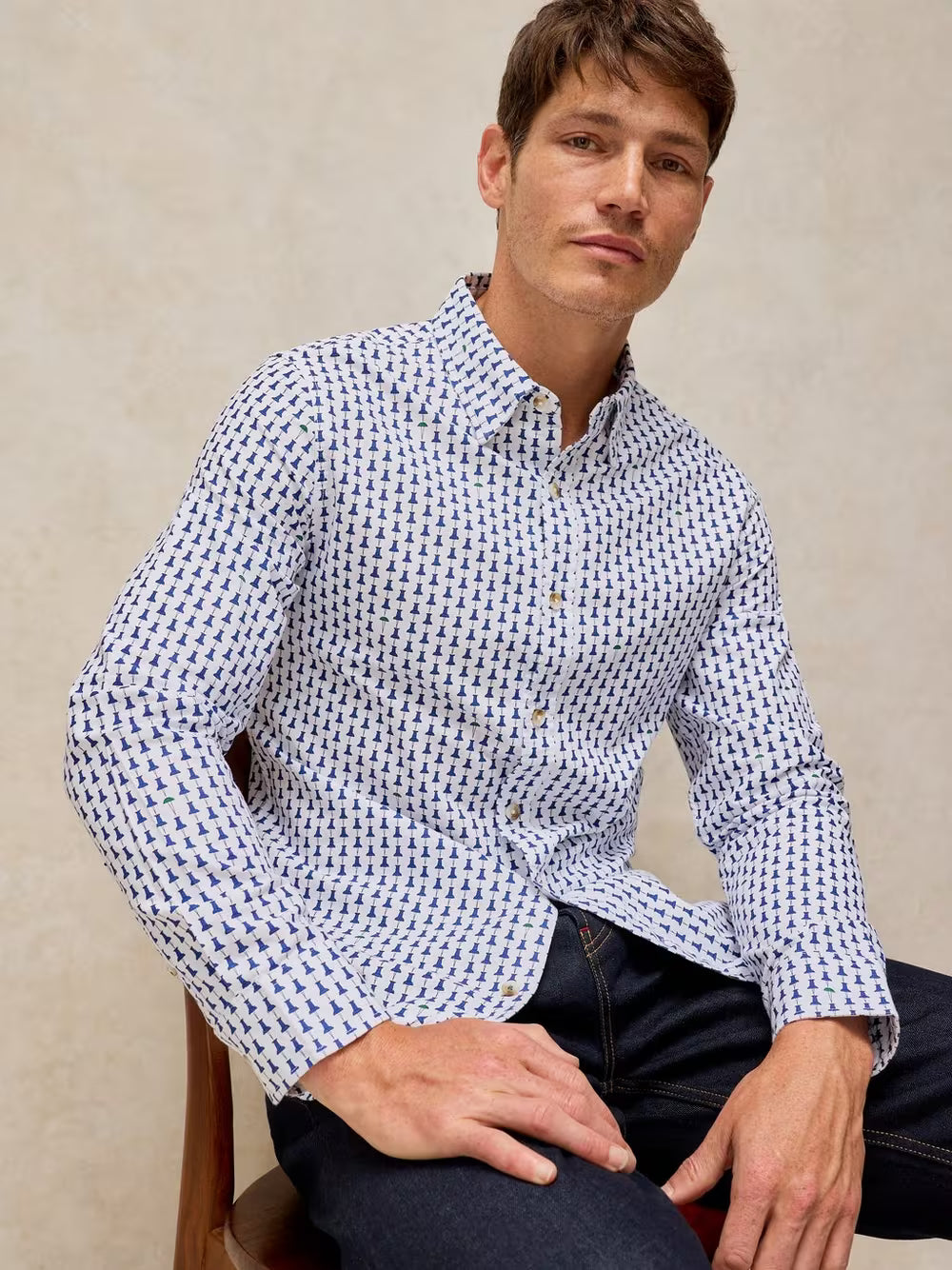 Finsbury Print Shirt - White