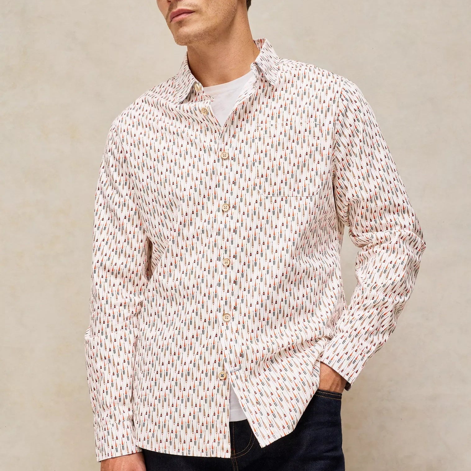 Finsbury Print Shirt - White