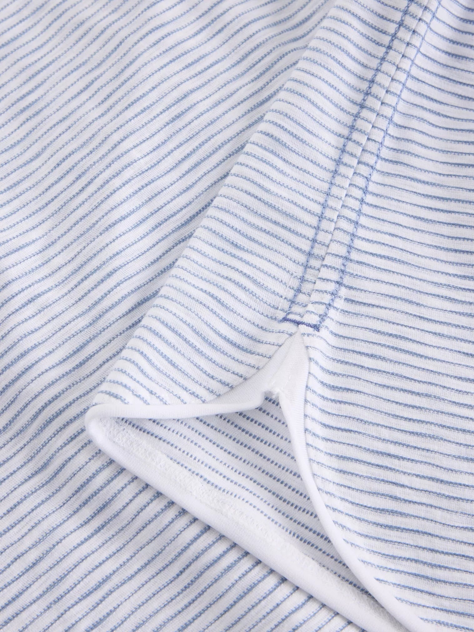 Close-up of blue and white striped fabric