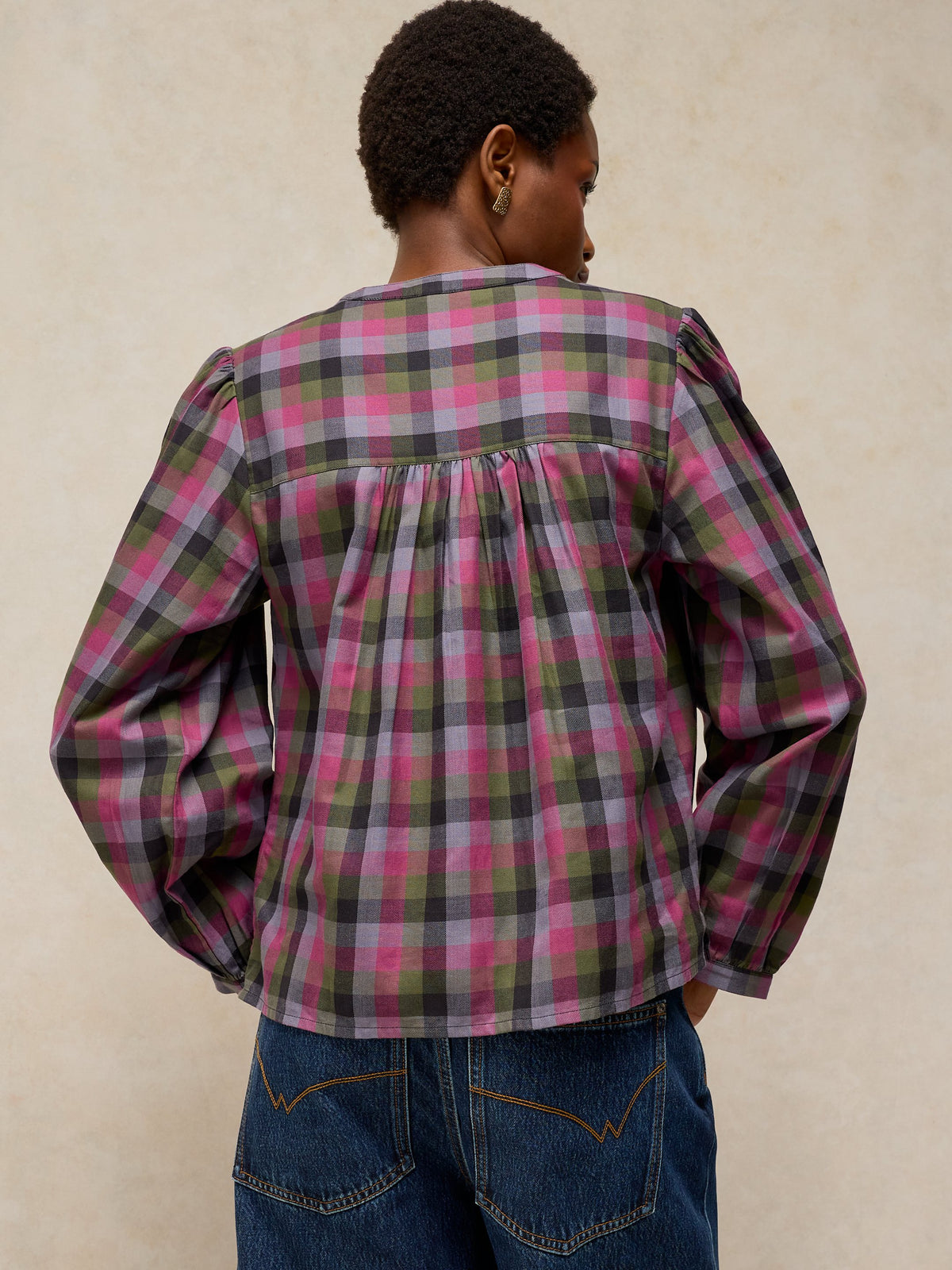 Lana Check Top - Pink Multi