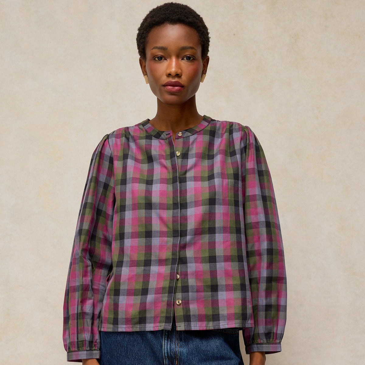 Lana Check Top - Pink Multi