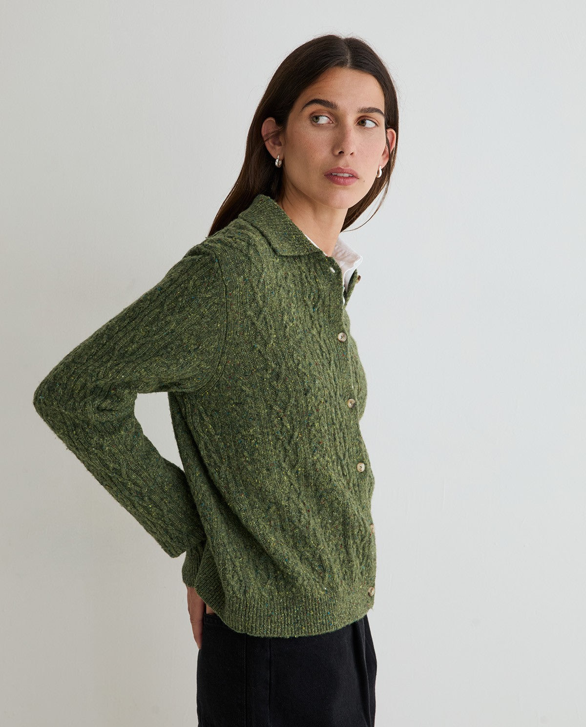 Sandy Woven Tweed Cardigan - Verde