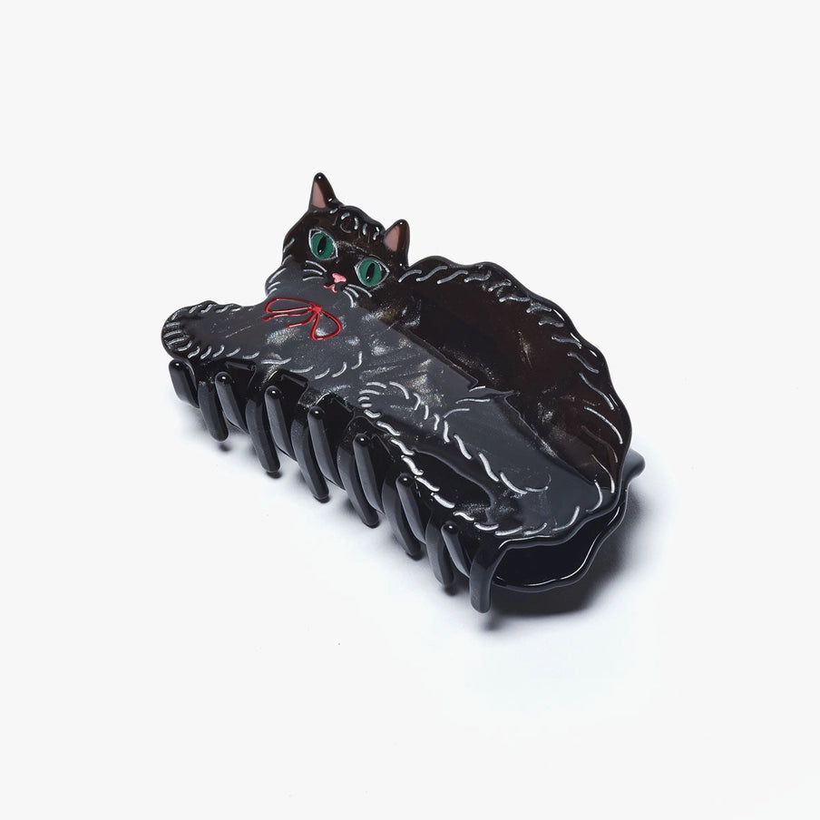 Black Shimmering Cute Kitty Cat Hair Claw