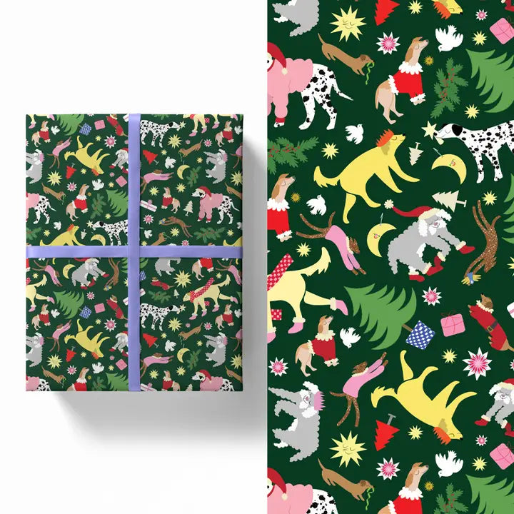 Christmas Dogs Gift Wrap - Single Sheet