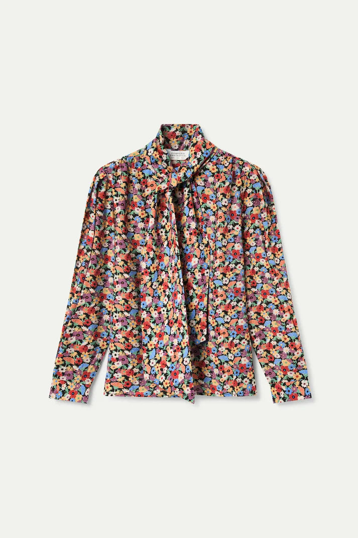 Multicolored floral blouse on a white background