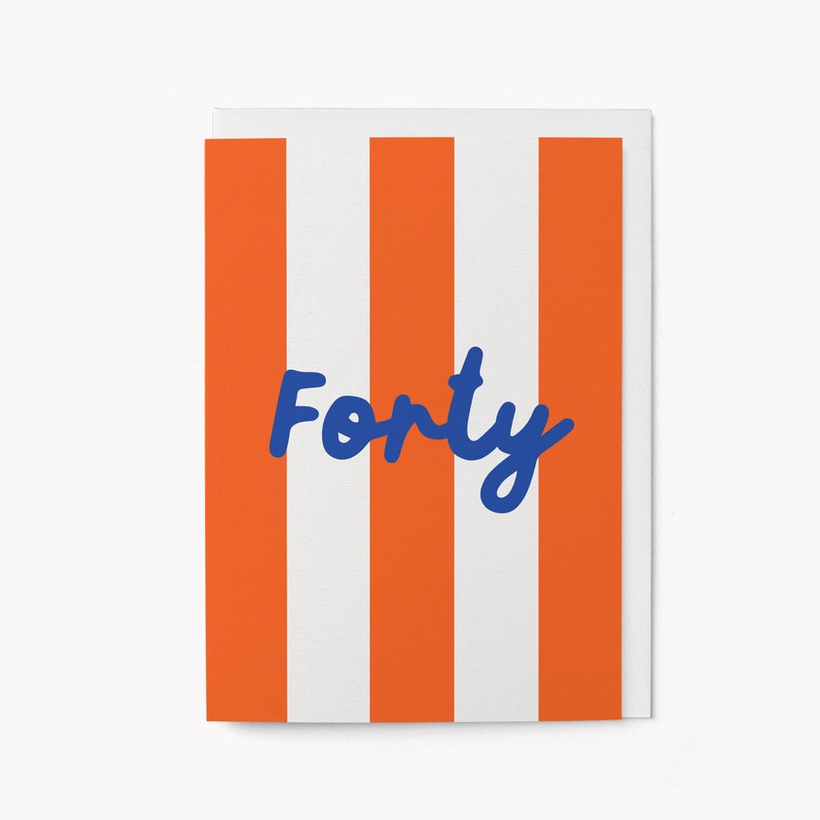 Striped forty birthday card