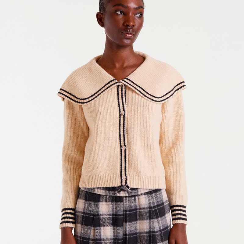 Large Collar Cardigan - Off White