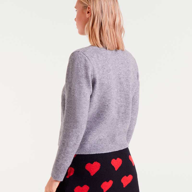 Mixed Button Cardigan - Grey