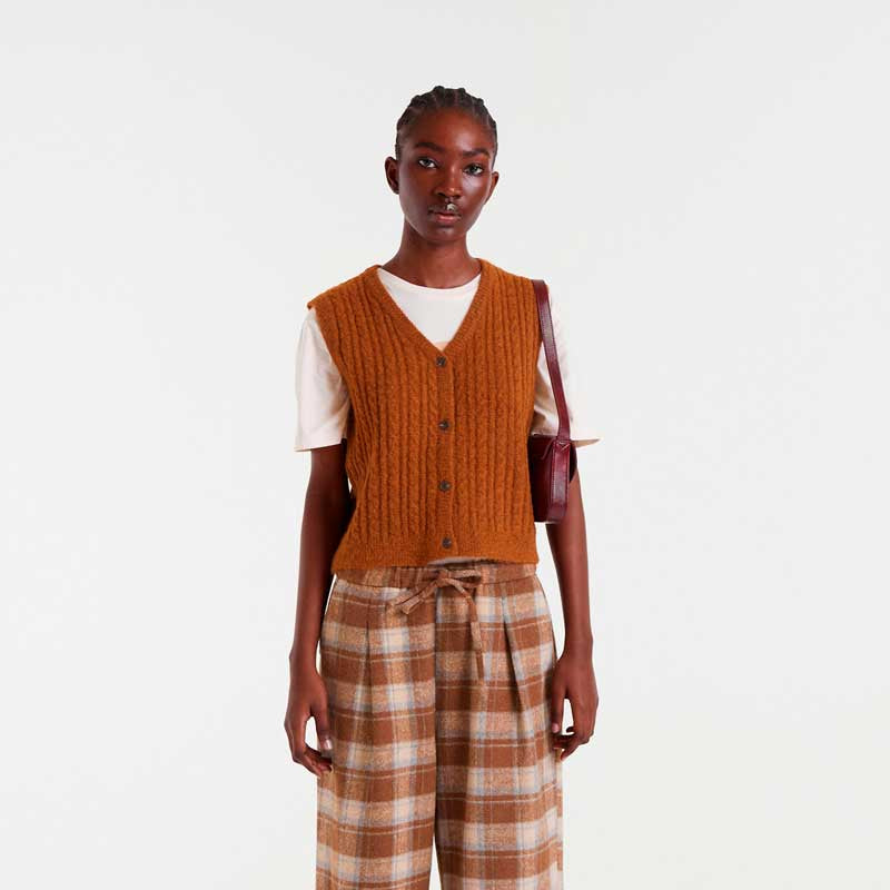 V-Neck Vest - Brown