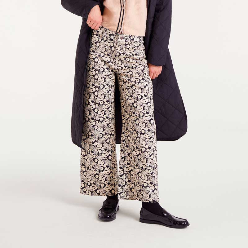 Floral Print Trousers - Tofu