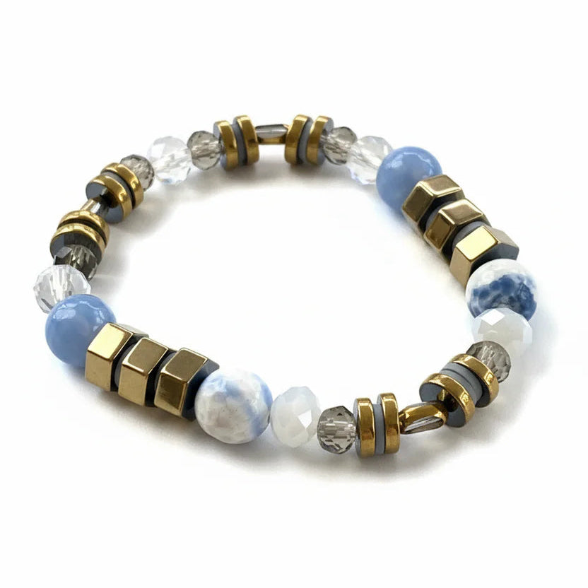 Bracelet - Fire Crackle Agate, Crystals and Hematite