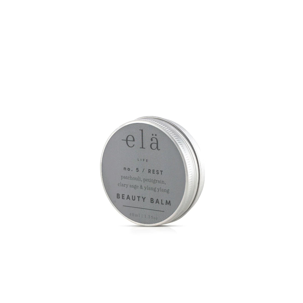 round, screw top tin of REST Beauty Balm - No. 5, by Elä Life