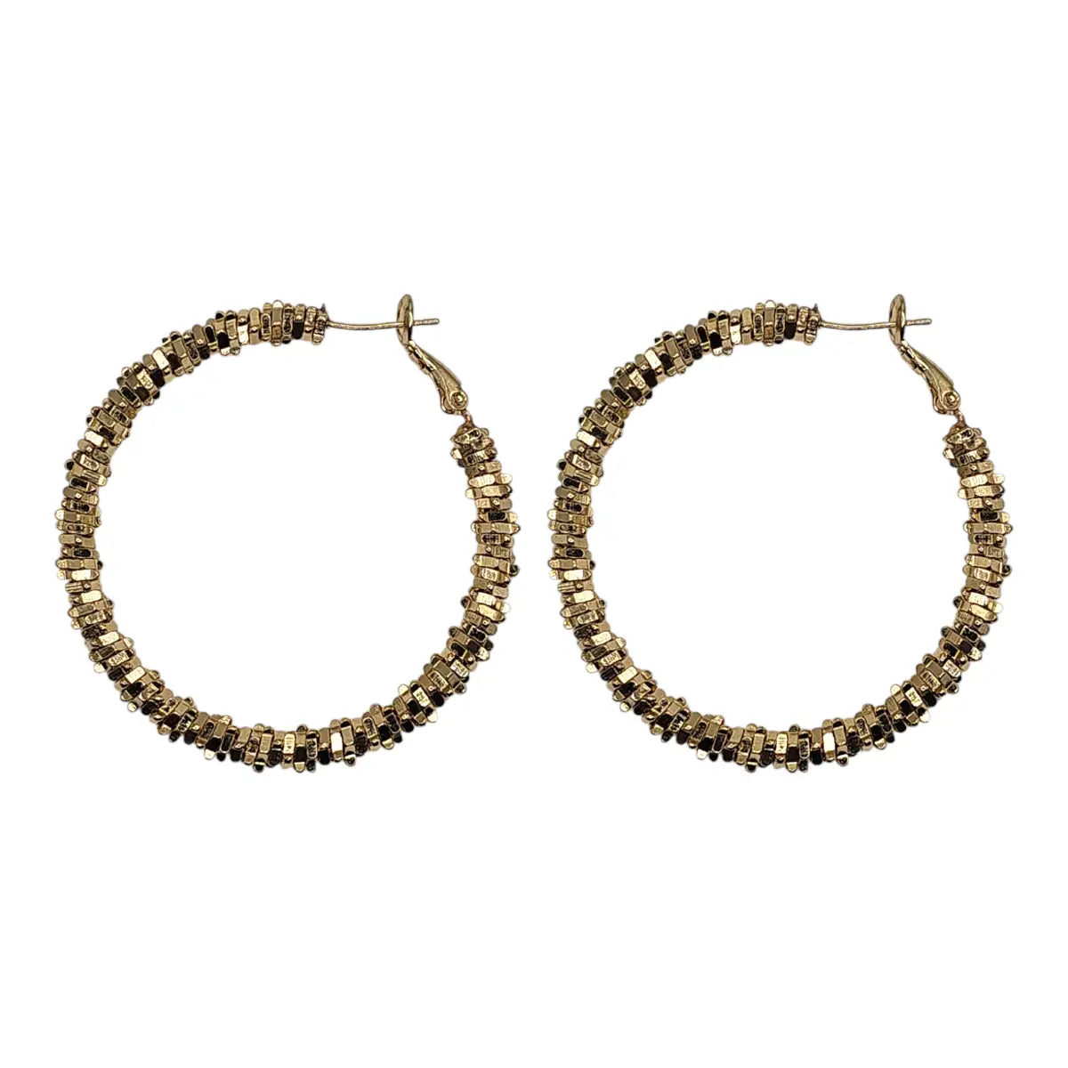 Disc Hoop Earrings - Gold Shimmer