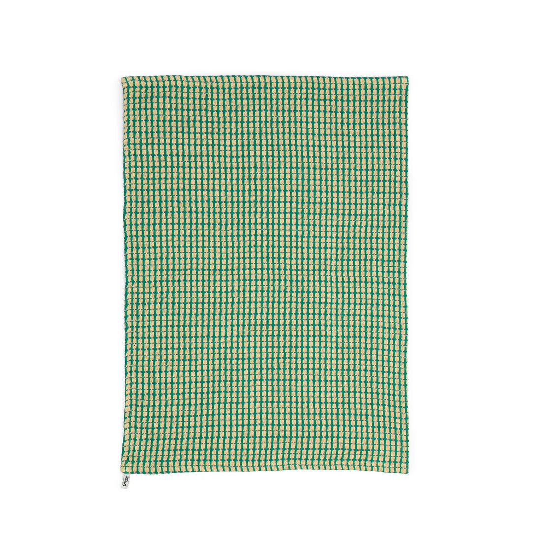 Green and white checkered towel on a white background