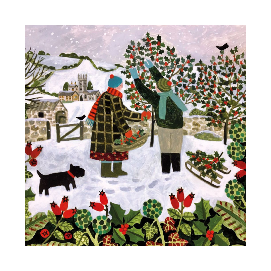 MacMillan Christmas Cards Pack of 8 - Gathering The Holly