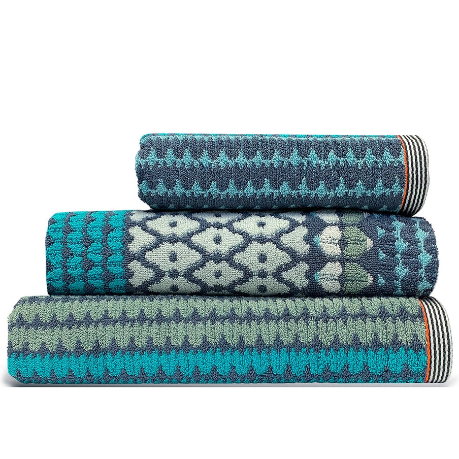 Cotton Hand Towel - Eastbourne - Blue, Green and Navy