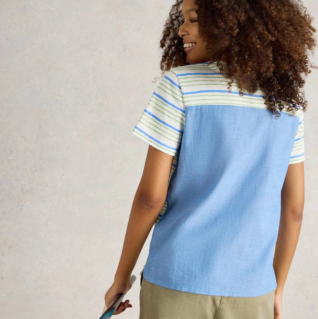 Abbie Mixed Tee - Blue Multi