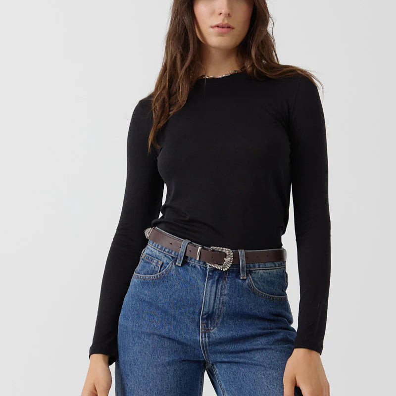 Angie Long Sleeved Top - Black