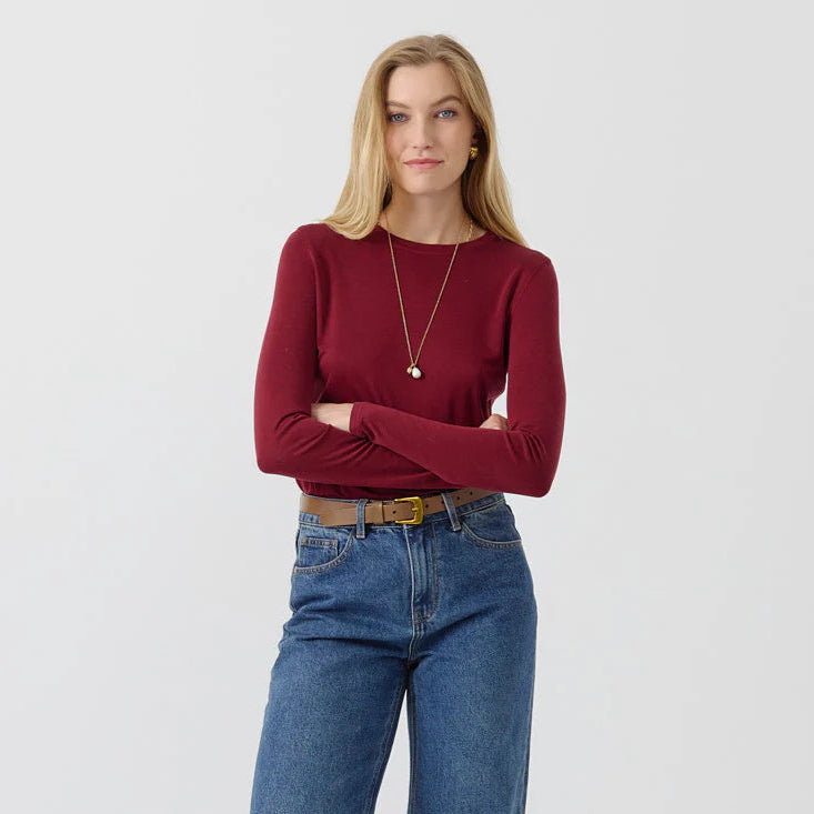 Angie Long Sleeved Top - Wine