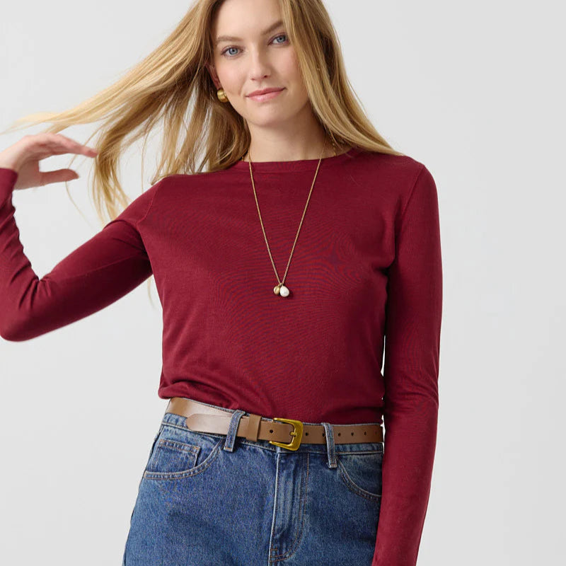 Angie Long Sleeved Top - Wine