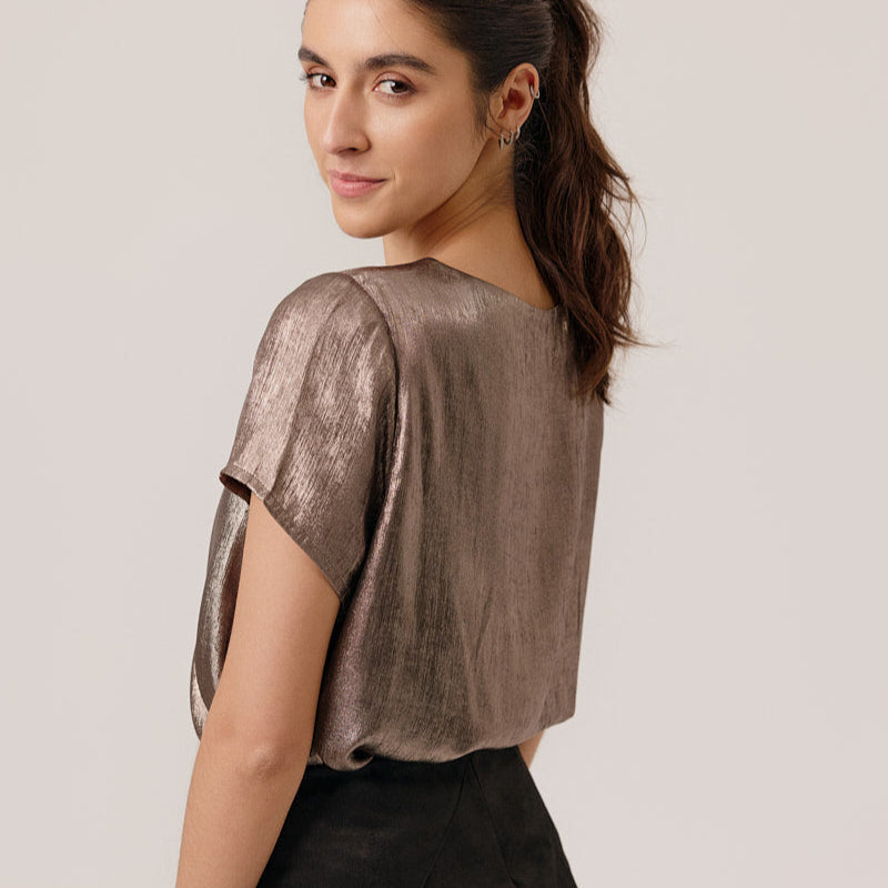 Charlene Short Sleeved Top - Beige