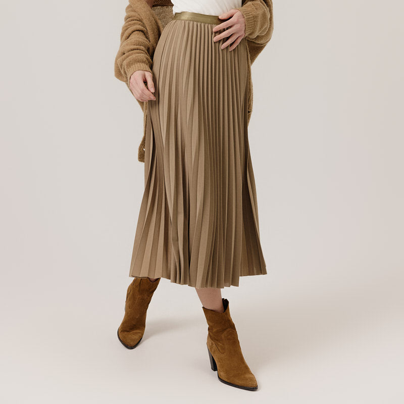 Eugenie Pleated Skirt - Beige