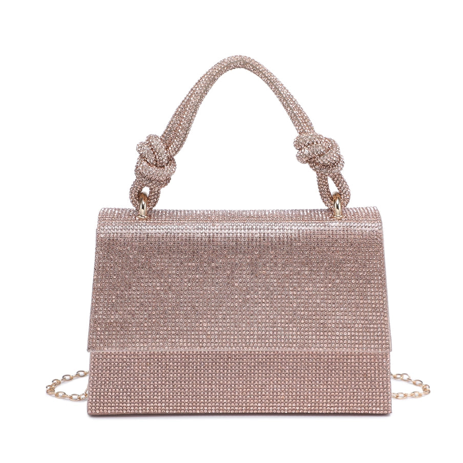 Top Handle Diamante Clutch Bag - Champagne