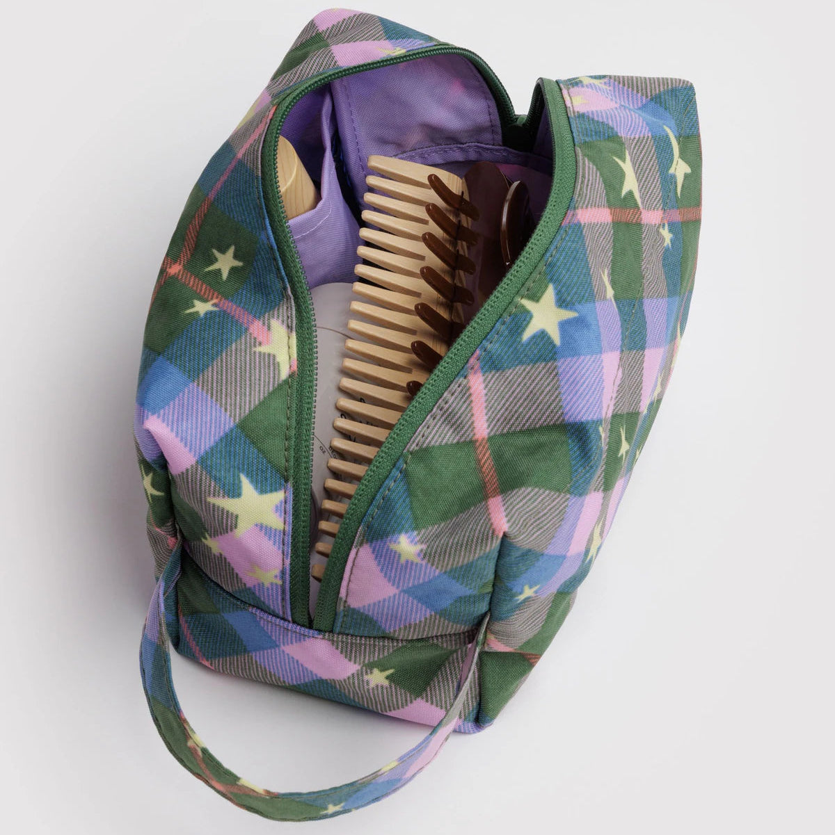 Dopp Kit - Green Star Plaid