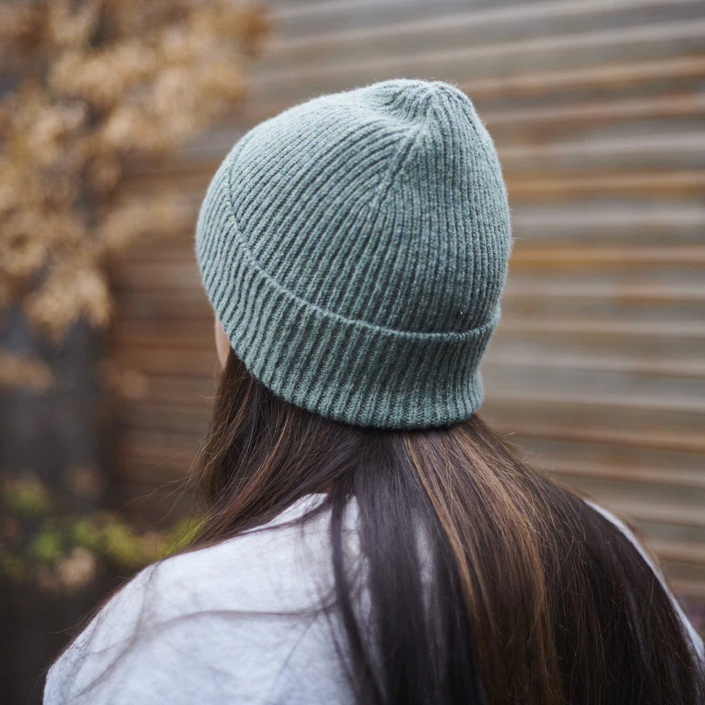 Ribbed Beanie Hat - Soft Green