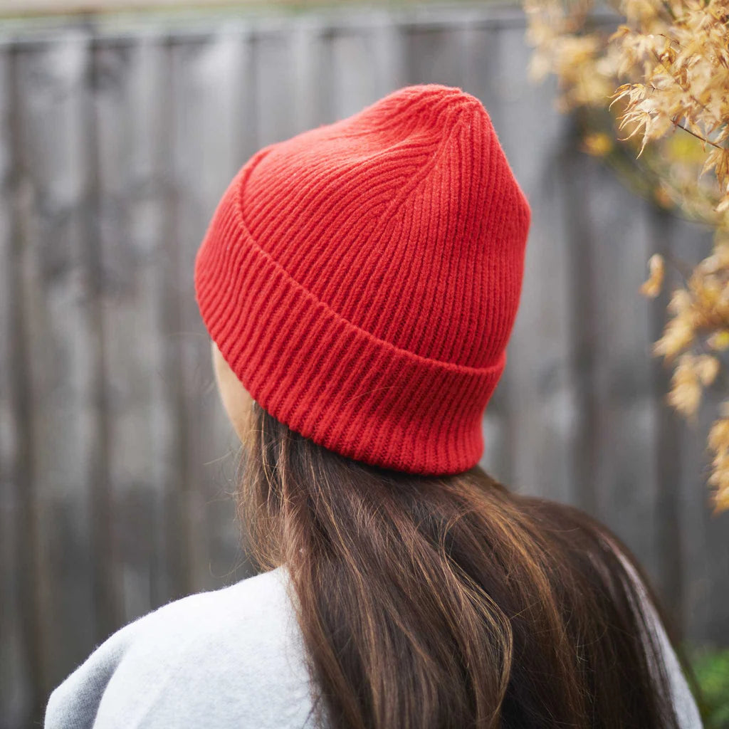 Ribbed Beanie Hat - Scarlet