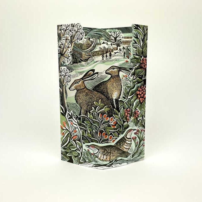 3D Greetings Card - Watching Hares