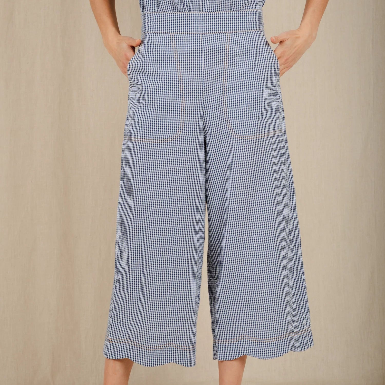 Aide Trousers - Navy Gingham