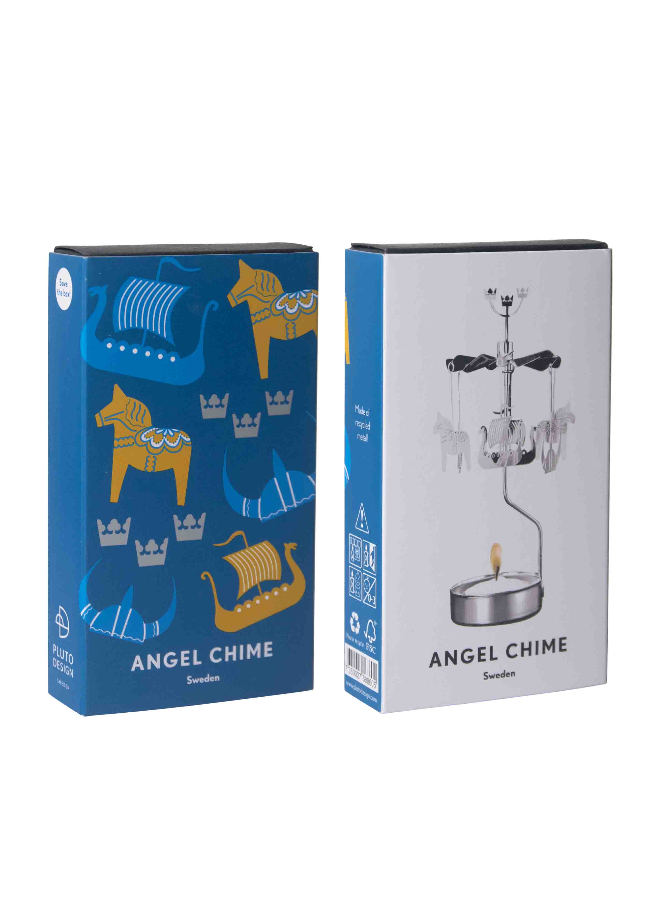 Two boxed Angel Chime candle holders from Pluto Design, Sweden.