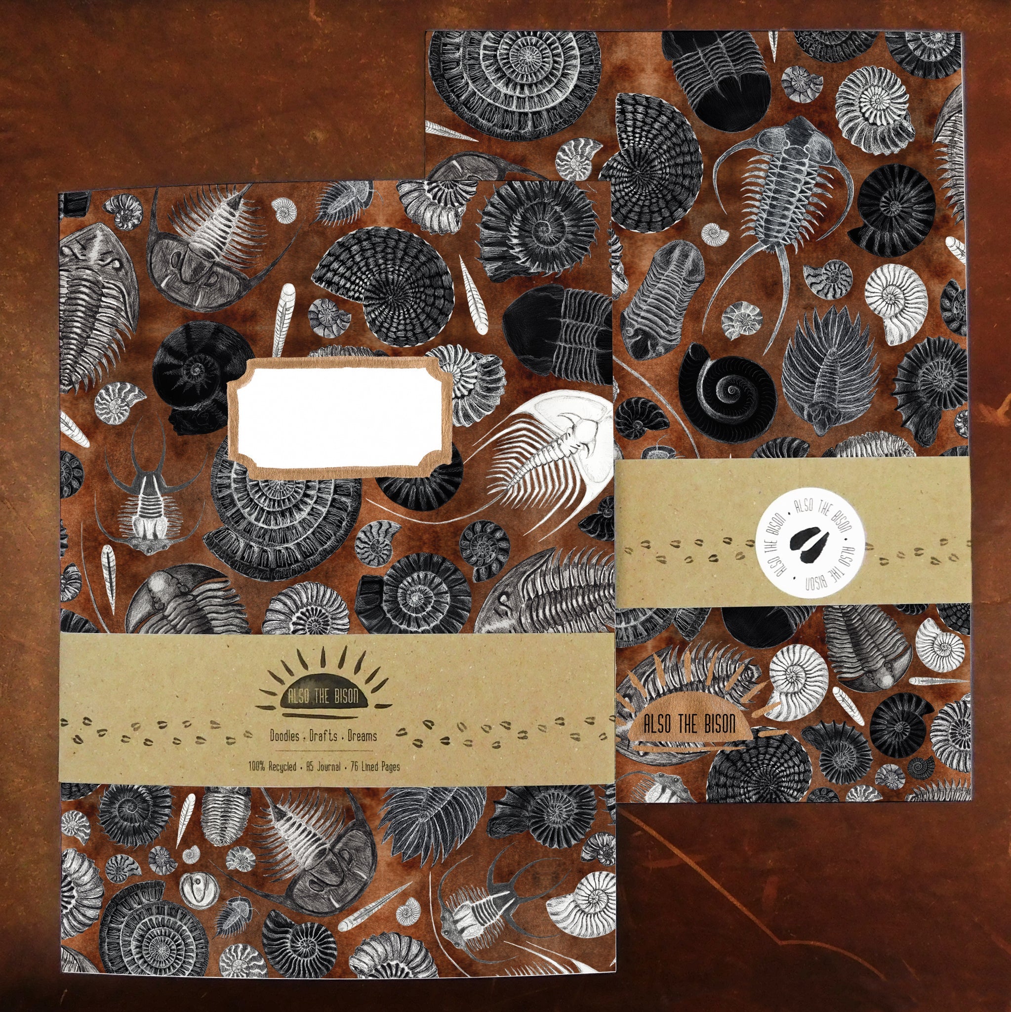 A5 Lined Notebook - Ammonoidea Fossil