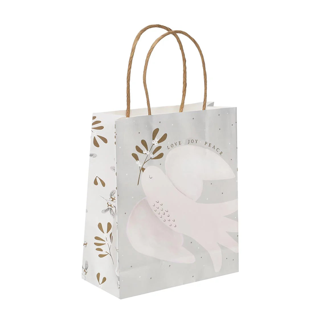 Mistletoe White Christmas Paper Gift Bags - Pack of 8