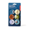 Six round sea animal bag clips on a display card.  Clips feature shark, seal, walrus, turtle, polar bear, and puffin designs.