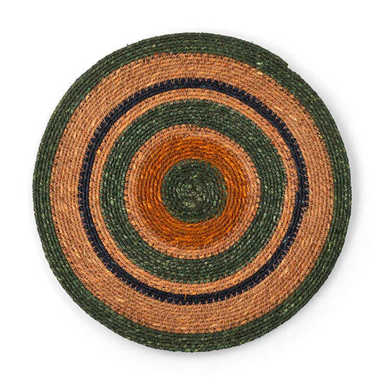 Seagrass Placemats - Set of 4 -  Olive & Old Rose