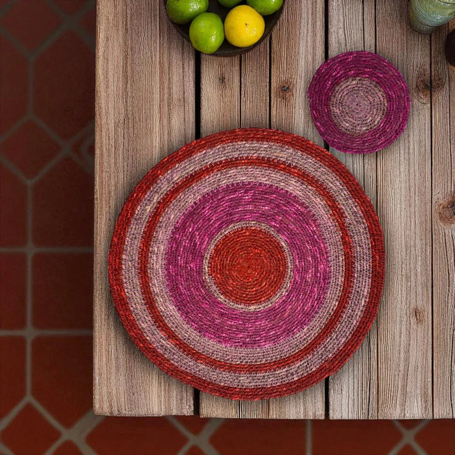 Seagrass Placemat - set of 4 - Guardsman Red & Venetian Pink