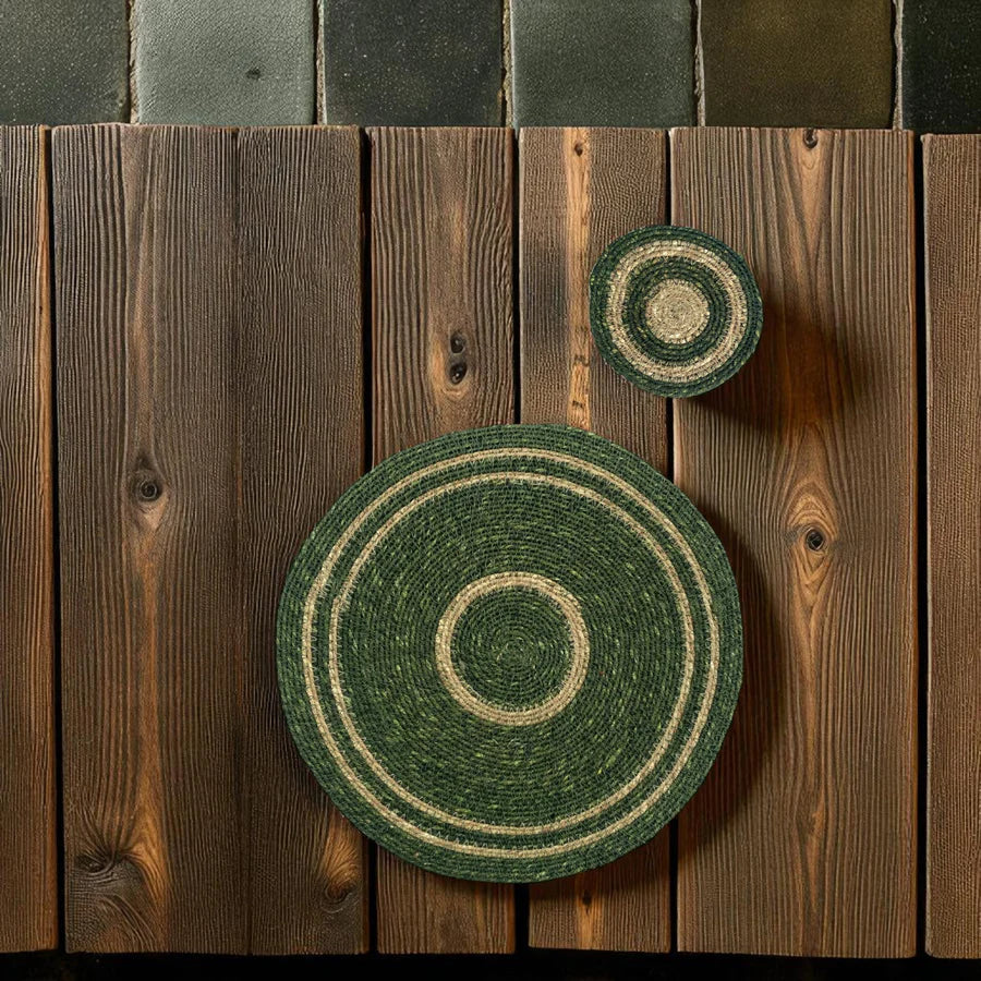 Seagrass Coasters - Set of 4 - Olive Green & Natural