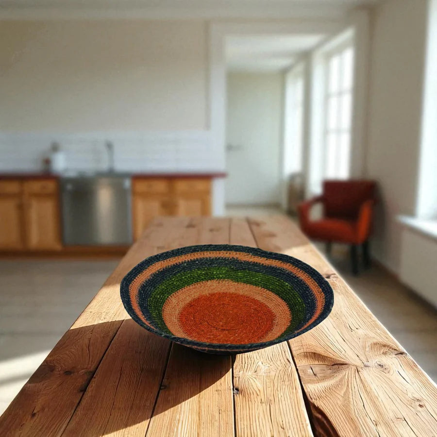 Seagrass Small Bowl - Olive Green & Old Rose