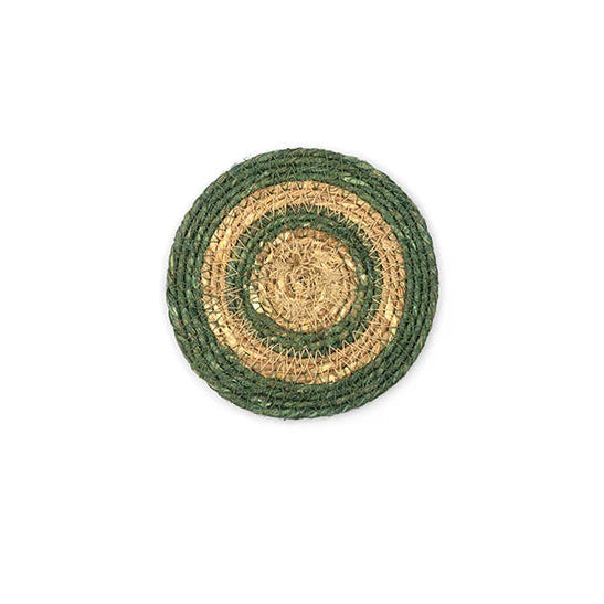 Seagrass Coasters - Set of 4 - Olive Green & Natural