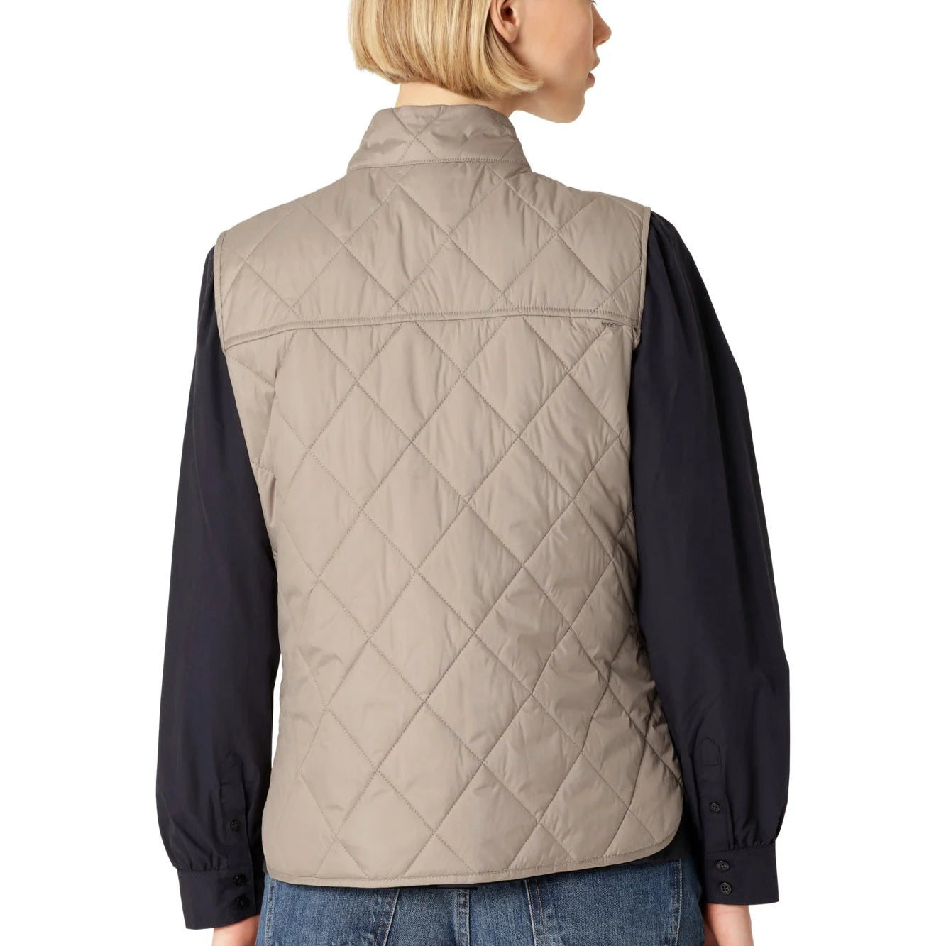 Quilted Short Vest - Greige