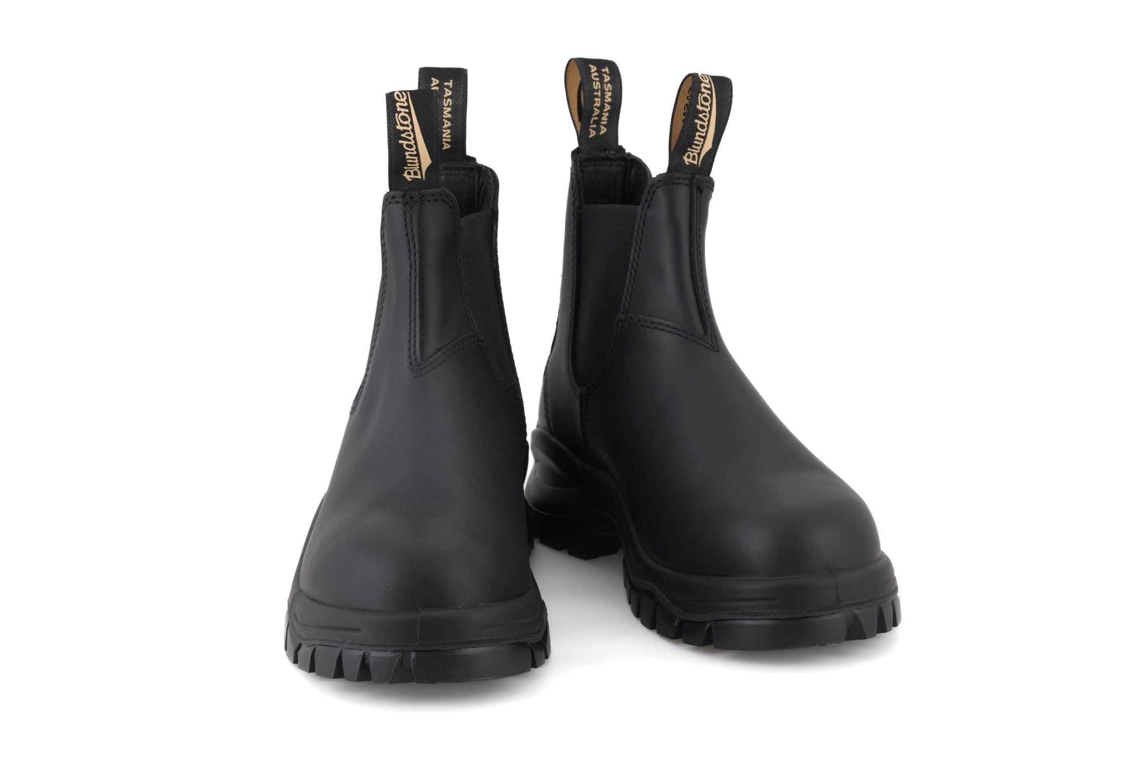 2240 Black Leather Lug Boots