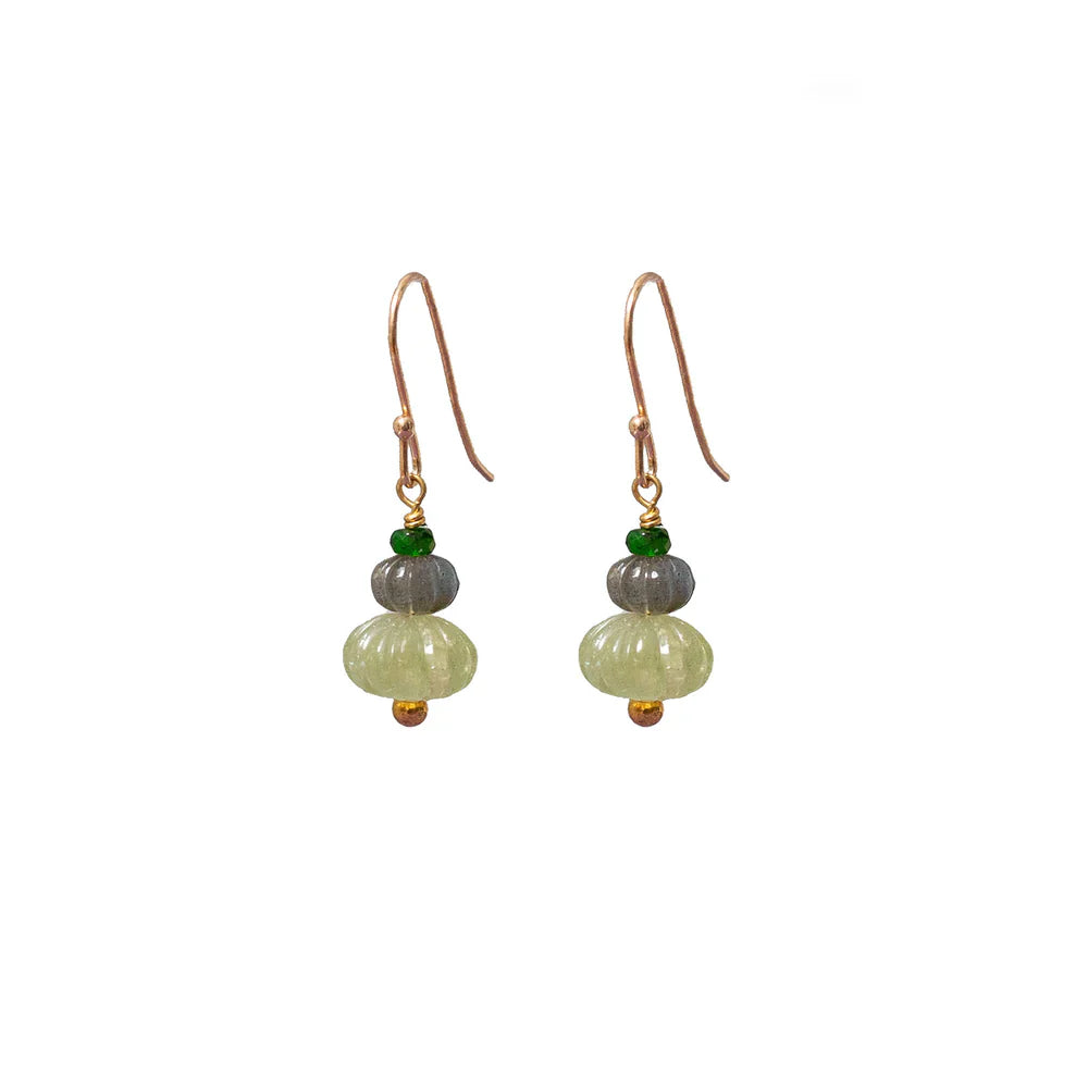Earth Trio Earrings With Vasonite, Labradorite & Diopside