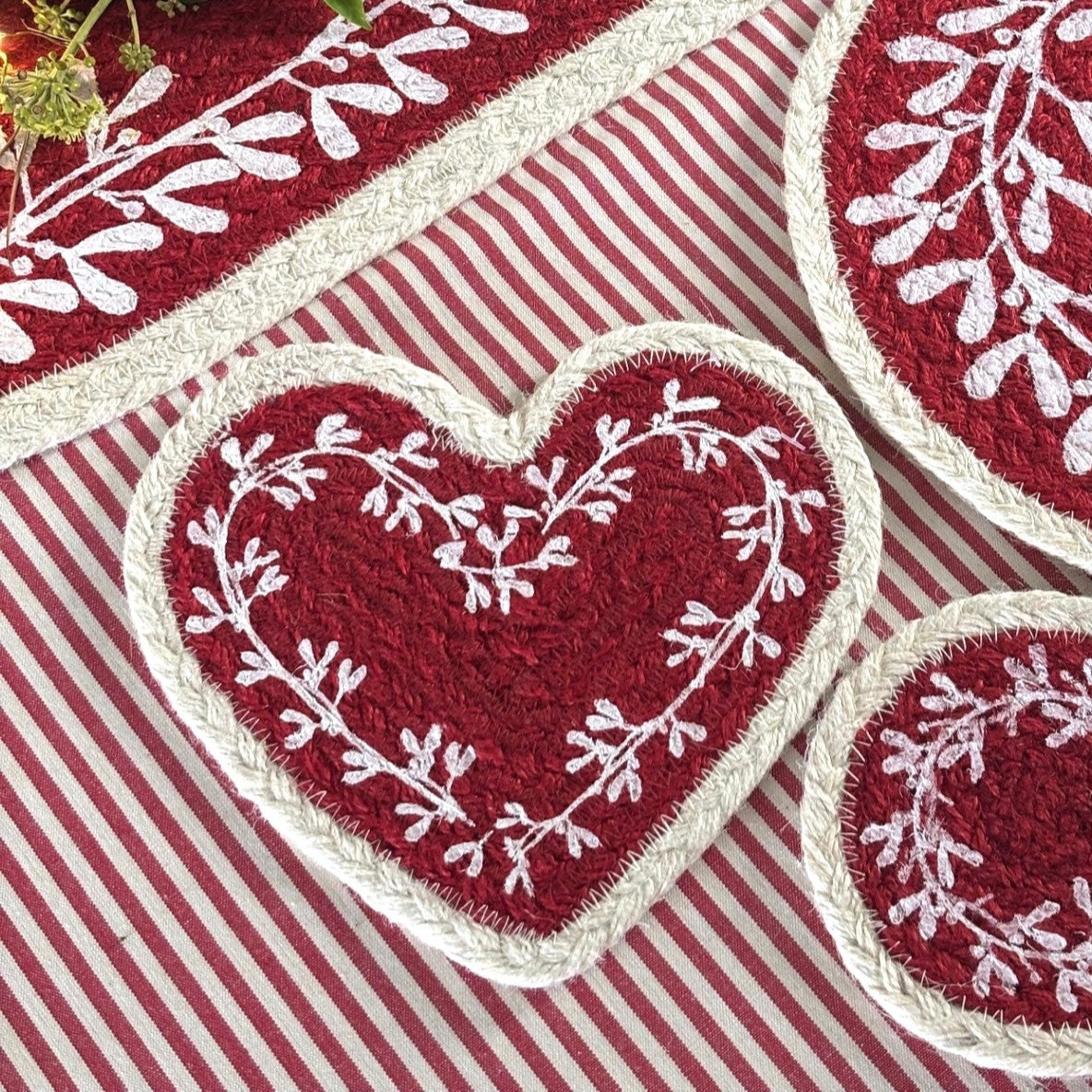 Berry Heart Coasters -  Set of 2