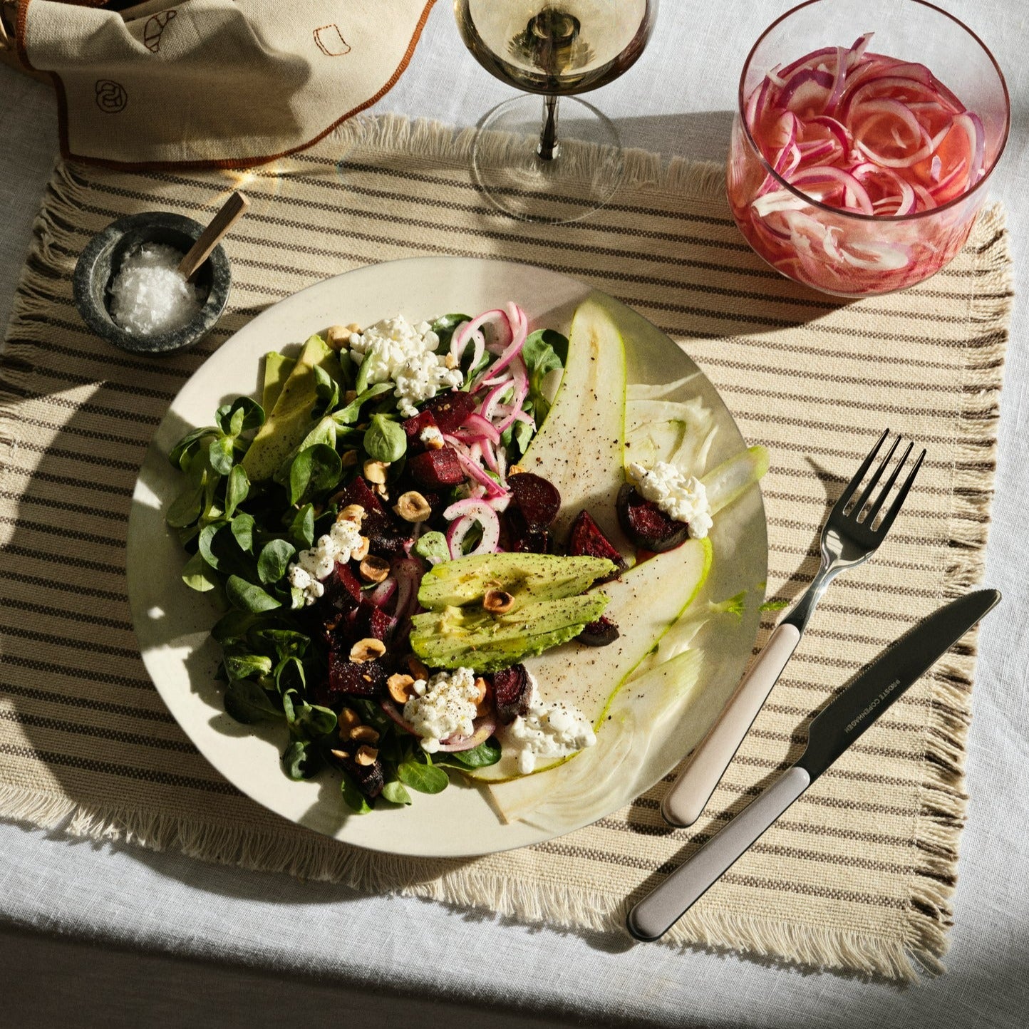 Elouise Placemats - Off White/Funghi Grey, Set of 2