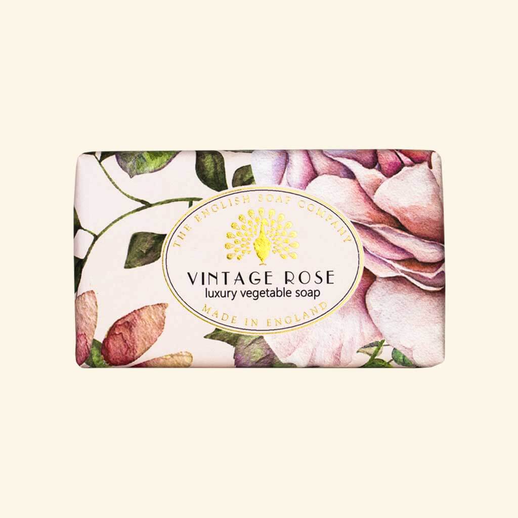 Vintage Rose luxury vegetable soap bar from The English Soap Company.