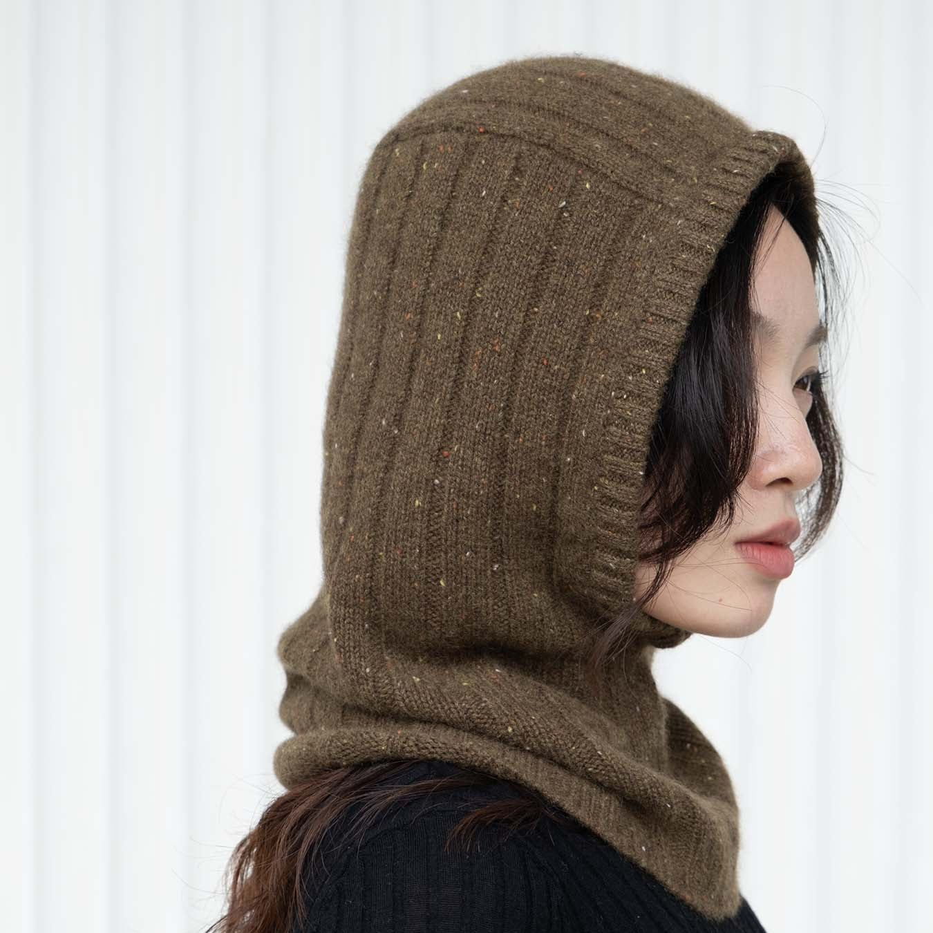 Cashmere Ribbed Hood - Green