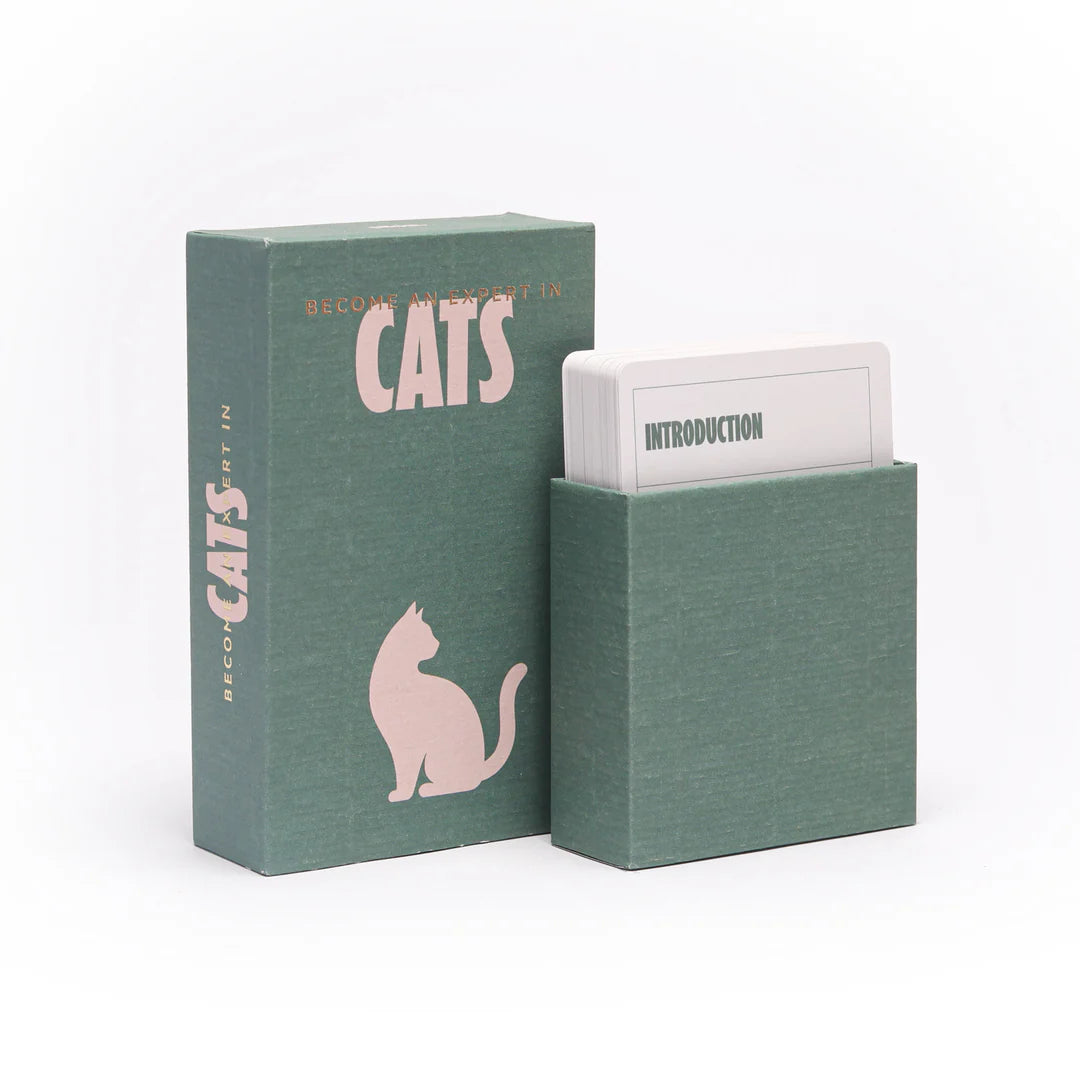 Green card game box with pink cat illustration and 'Cats' text on a white background